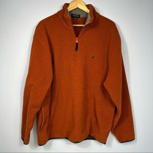 Náutica Men’s Orange Fleece 1/4 Zip Sweater Sz XL